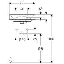 Lave-mains Smyle Square avec trop-plein asymétrique - 45 x 36 cm - trou de robinetterie au centre - trop-plein visible - blanc Réf. 500.222.01.1