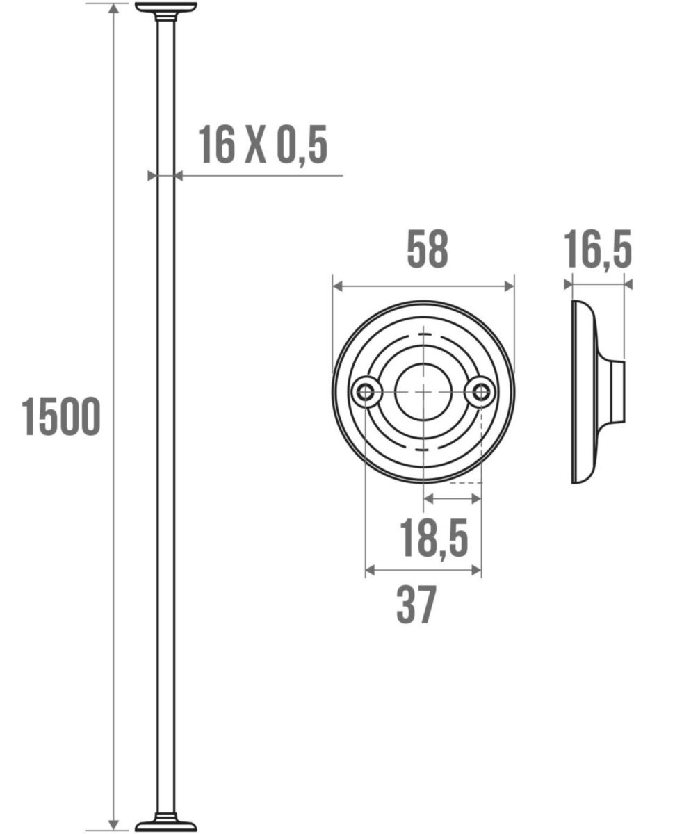 Tube droit porte-rideau 150 cm réf. 004015