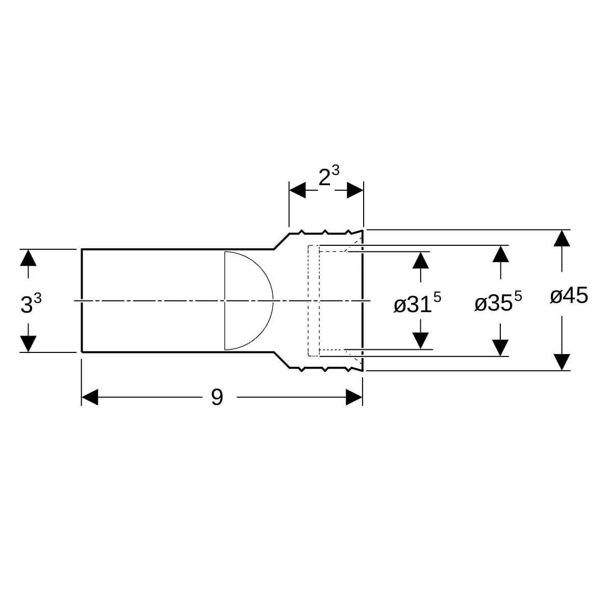 Siphon à membrane pour urinoirs sans eau Réf. 595710000