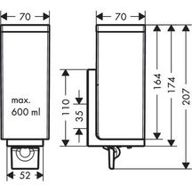 AXOR Universal Rectangular Distributeur de savon liquide, Aspect acier inoxydable