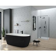 Baignoire Monobloc En Acrylique Sanitaire Greta Monoline Ilot 80X180 Tablier Noir Vidage Standard Réf : L16GR18801