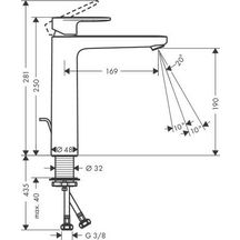 Mitigeur lavabo 190 Vernis Blendavec tirette et vidage synthétique Chromé Réf. 71552000