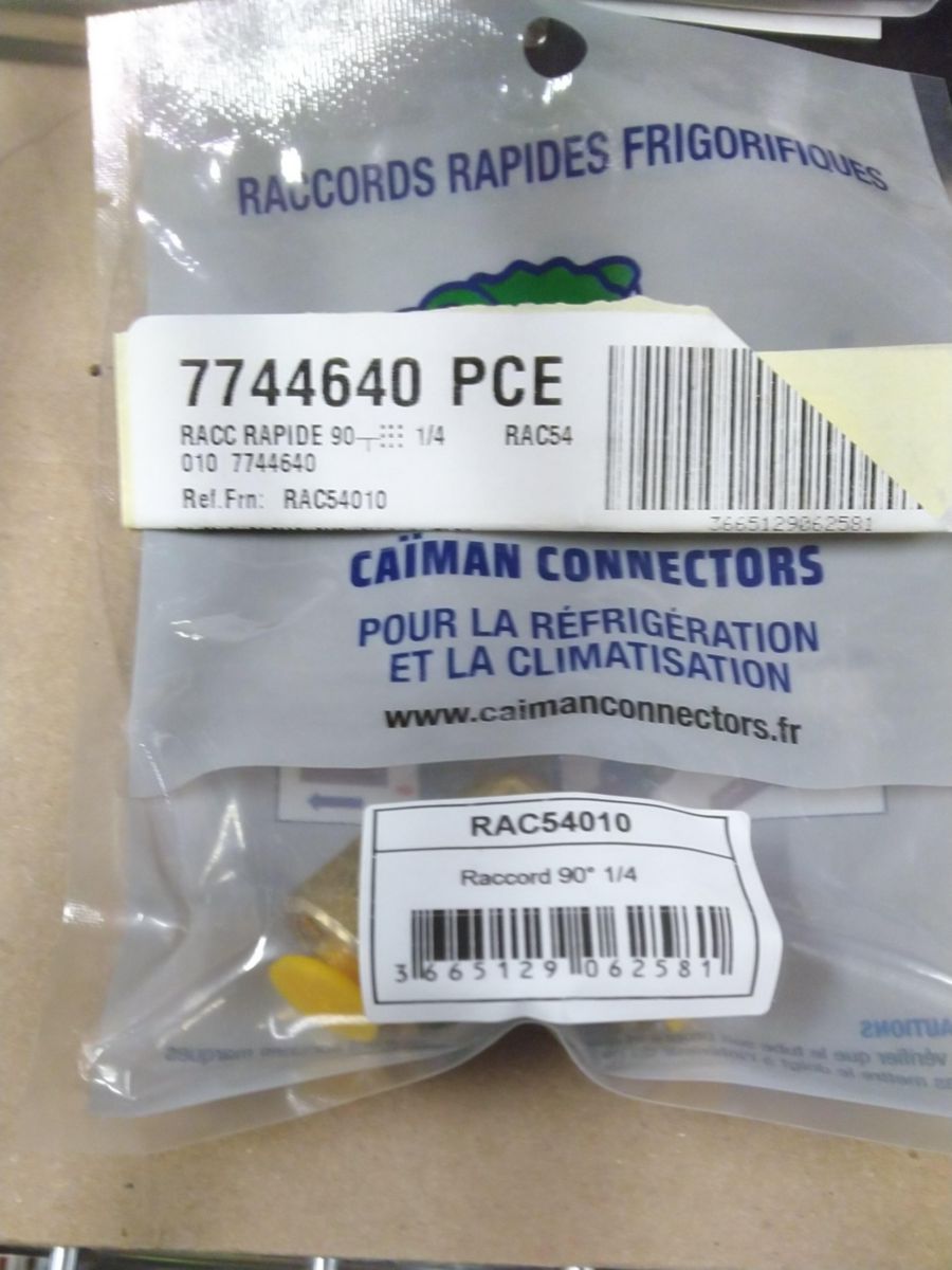 Raccord rapide coudé 90° à pression 1/4'' Réf. RAC54010