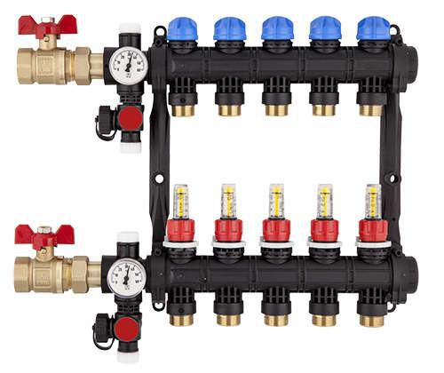 Collecteur pré-monté NIS avec débitmètre 5 circuits réf. 1409040416