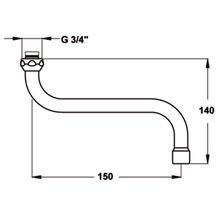 Bec tube orientable en ''S'' 150mm, femelle 20/27, avec aérateur et brise-jet, chromé Réf D0077AA