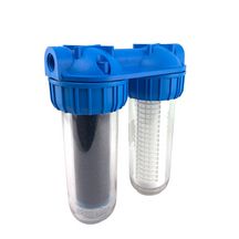 Station de filtration double DUO BX-LA - Avec cartouche de filtration 25µ  et cartouche de charbon actif - Raccordement 1" femelle