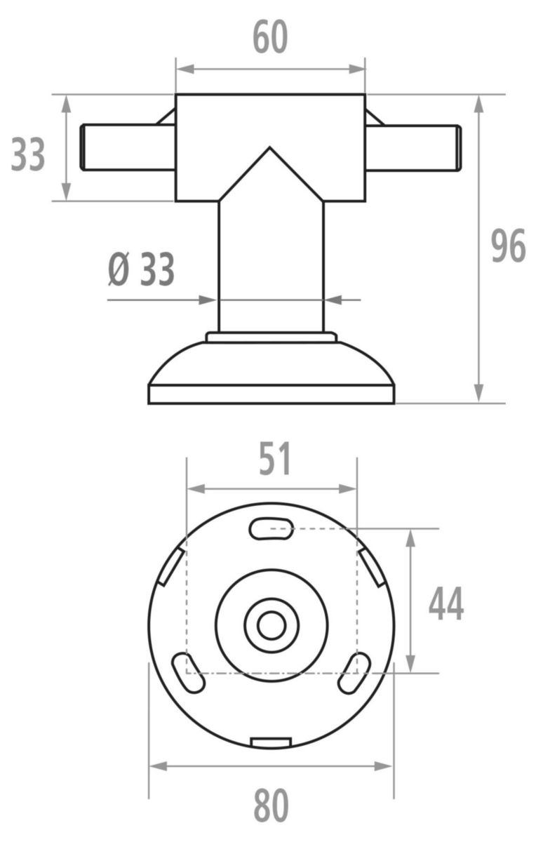 Support de liaison droit T 12 cm réf. 046500