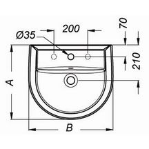 Lavabo autoportant ULYSSE 2 50x44cm en porcelaine sans trop-plein, pré-percé 2 trous, blanc réf. P125701