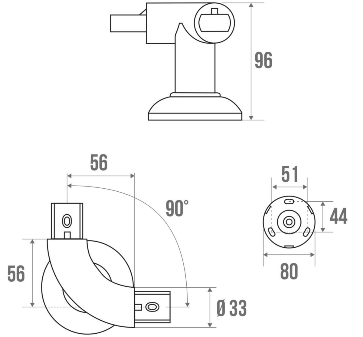 Support de liaison 90° 10,6 cm réf. 046520