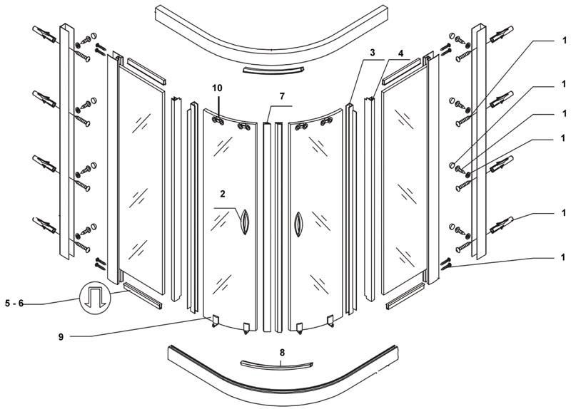 Roulette haute pour paroi 1/4 de cercle Alterna Mezzo