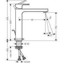 Mitigeur lavabo Vernis Shape  190 avec tirette et vidage synthétique Noir mat Réf. 71562670