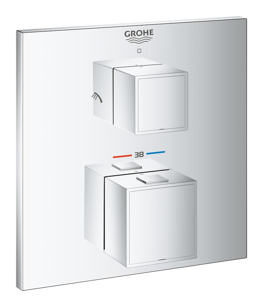 Mitigeur thermostatique douche 2 sorties avec inverseur Grohtherm Cube Chromé Réf. 24154000