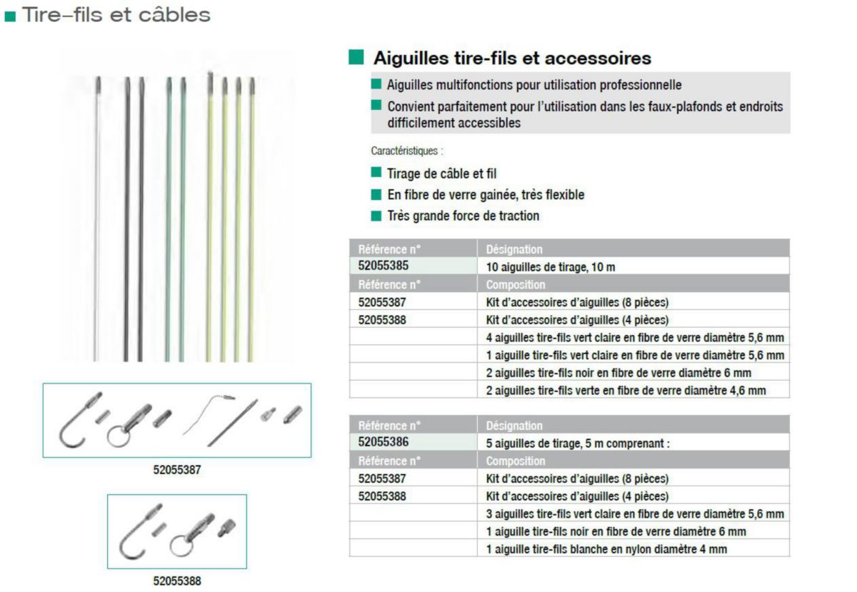 Aiguilles de tirage avec accesssoires longueur 10 mètres Réf 52055385