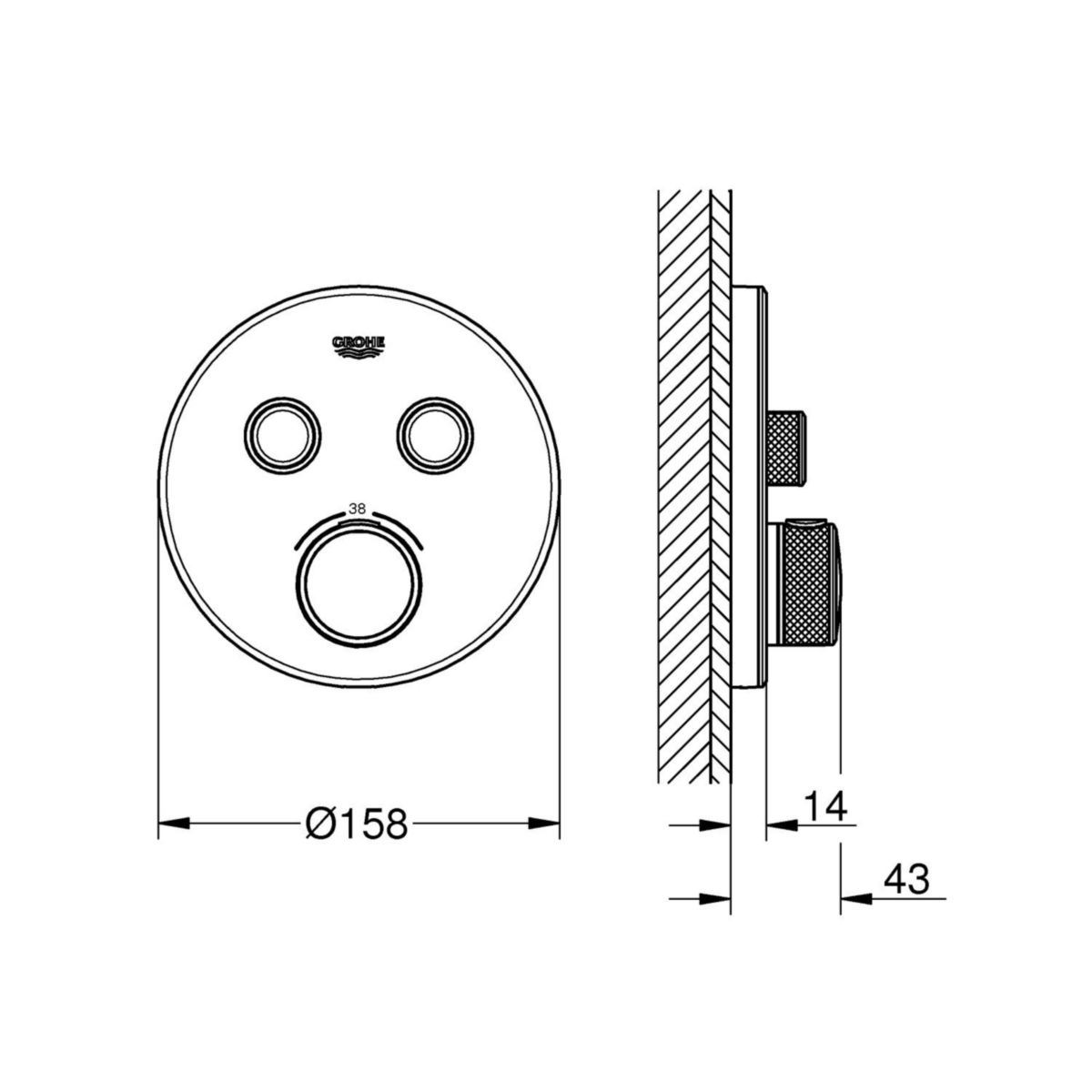 Thermostatique pour installation encastrée 2 sorties Grohtherm SmartControl Blanc 29151LS0