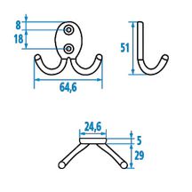 Crochet double 2 trous chromé réf. 3715