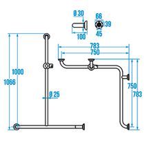 Barre de douche angle 2 murs, Aluminium Epoxy Blanc réf. 049360