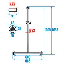 Barre de douche en T, Laiton chromé D 32 mm réf. 381537