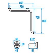 Barre d'angle 2 murs, Laiton chromé D 32 mm réf. 381536