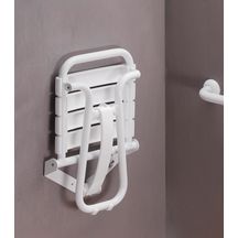 Siège de douche escamotable 38 x 35,5 cm blanc avec béquille automatique réf. 047630