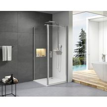 Paroi de douche Alterna Concerto porte pivotante ouverture totale 90 cm profilé argent brillant verre transparent