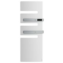 Sèche-serviettes Serenis Premium électrique digital mât droite 750W électrique avec soufflerie 1000W 3 CS équipé d'un boitier de commandes avec programmation Blanc Carat Réf. 850437