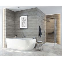 Baignoire Monobloc En Acrylique Sanitaire Greta Monoline Asymetrique Gauche 75X160 Blanc Vidage Standard Réf : L16GRA1675G