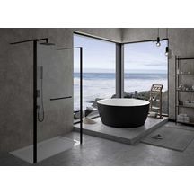 Baignoire En Acrylique Sanitaire Hoesch Isensi Ronde Monobloc 150 Tablier Noir Vidage Standard Réf : 3882.111