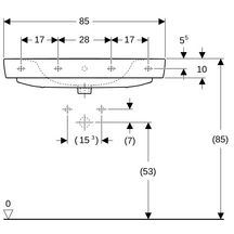 Lavabo Geberit Renova Plan 85 cm avec trop plein et trou de robinetterie