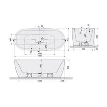 Baignoire Monobloc En Acrylique Sanitaire Greta Monoline Ilot 180X80 Blanc Vidage Standard Réf : L16GR1880