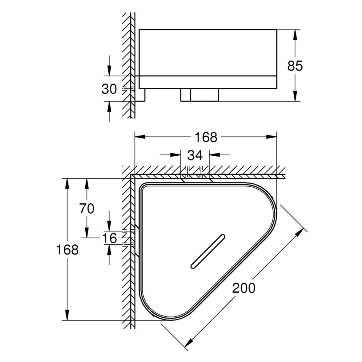 Porte-savon d'angle avec support Selection Hard Graphite Réf. 41038A00