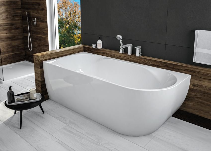 Baignoire Monobloc En Acrylique Sanitaire Selena Asymetrique Version Gauche 180X80 Cm Blanc Réf : L16SEA1880G