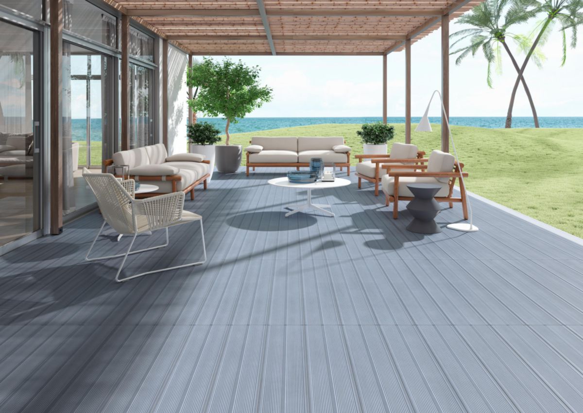 Grès cérame émaillé Cinca Timber Deck Bleu Eau antidérapant 20 x 120 cm 9436