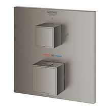 Mitigeur thermostatique 2 sorties bain/douche avec inverseur Grohtherm Cube Hard Graphite brossé Réf. 24155AL0