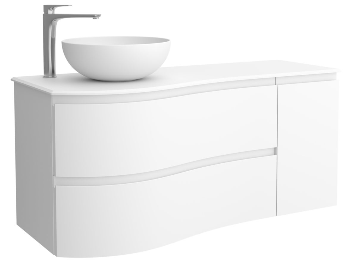 Plan de toilette droite MAM 1200 en solid Surface Blanc Mat Réf. 83882