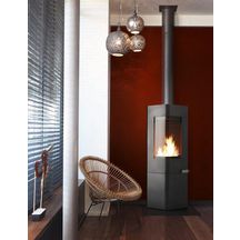 Poêle à bois MOAI étanche fonte anthracite 8 kW longueur de bûches 35 cm Réf. P614244