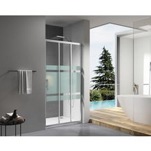 Paroi de douche Alterna Concerto accès de face coulissant 3 vantaux L 120 x H 195 cm profilé argent brillant verre sérigraphié