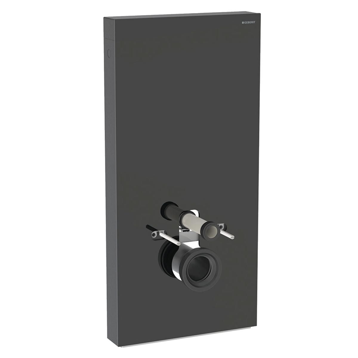 Panneau Monolith Plus pour WC suspendu 101 cm: verre noir aluminium chromé noir Ref : 131.221.SJ.7