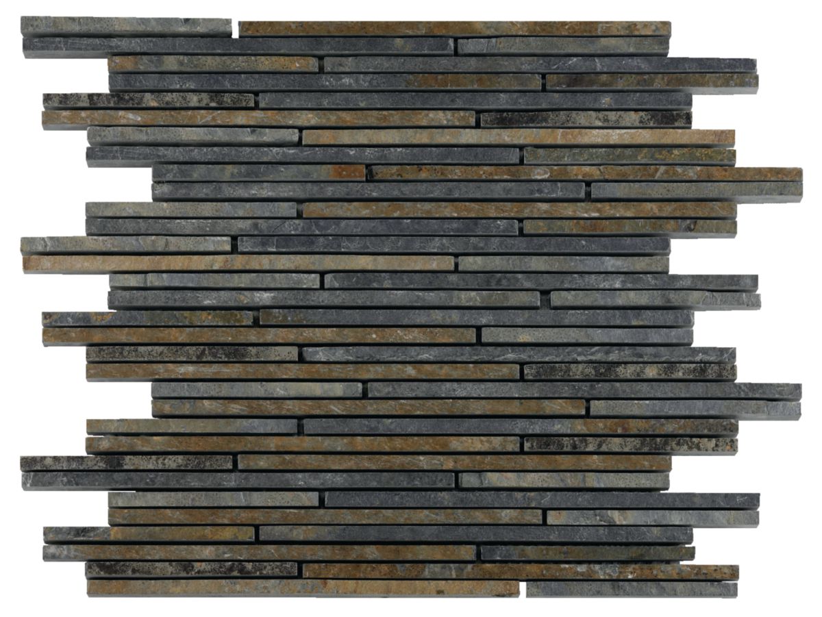 Mosaïque 30x30 cm ardoise naturelle Sticks Rustic tesselles variables CM-09007