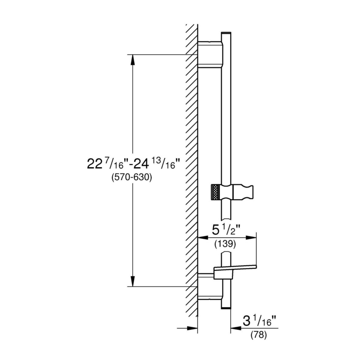 Barre de douche 600 mm Rainshower SmartActive Chromé 26602000