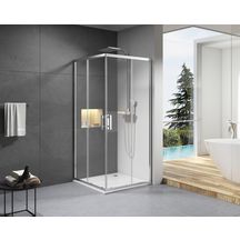 Paroi de douche Alterna Concerto accès d'angle coulissant L 70 x H 195 cm profilé argent brillant verre transparent