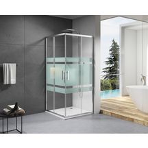 Paroi de douche Alterna Concerto accès d'angle coulissant L 80 x H 195 cm profilé argent brillant verre sérigraphié