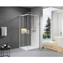 Paroi de douche Alterna Concerto accès d'angle coulissant L 70 x H 195 cm profilé blanc verre transparent