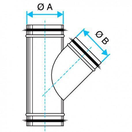 Té Oblique à joint galvanisé: TO à joint - Diamètre 200/160  11098464