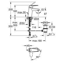 Mitigeur lavabo Eurodisc Cosmopolitan ES 5,7 l/mn Chromé réf. 2338420E