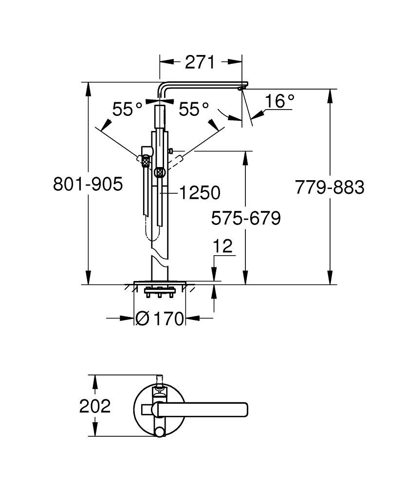 Mitigeur bain/douche LINEARE   hors sol Chromé réf. 23792001