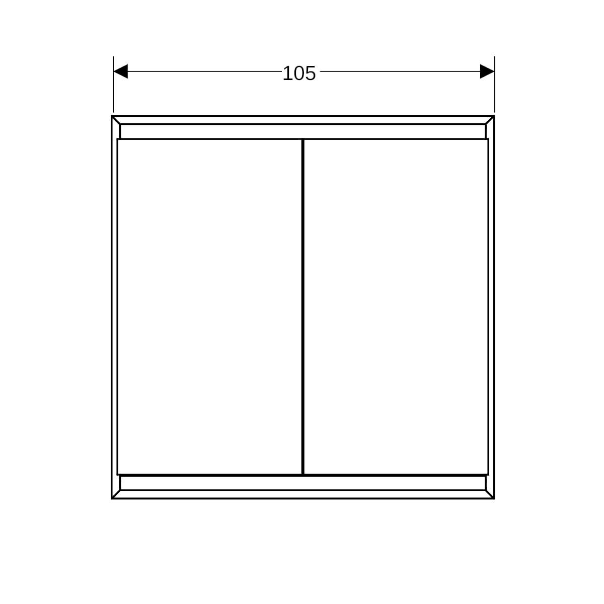 Armoire de toilette Geberit ONE, avec ComfortLight, 2 portes, montage encastré, 105x90cm, Noir mat / Aluminium thermopoudré