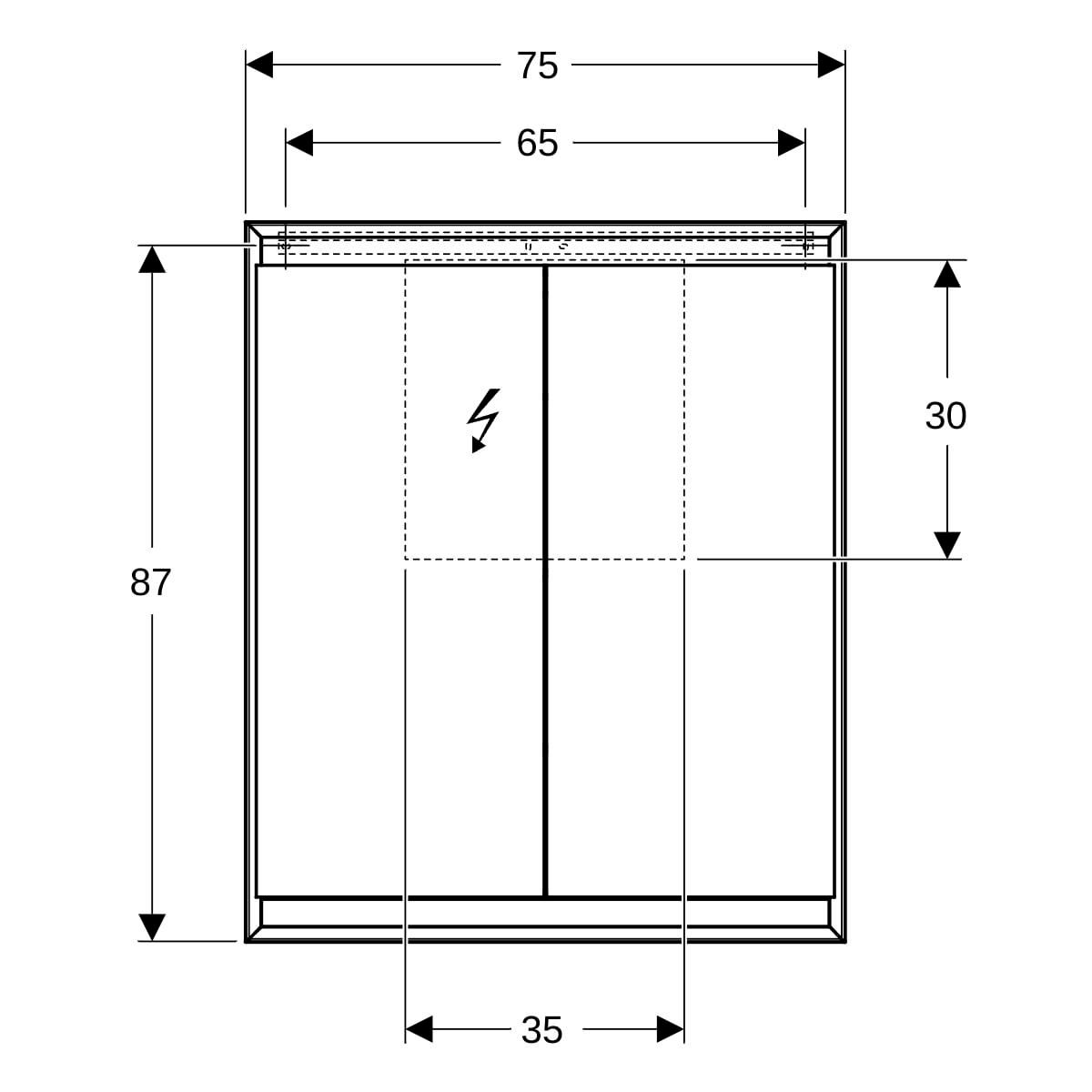 Armoire de toilette Geberit ONE avec ComfortLight et deux portes, montage en apparent, hauteur 90 cm: aluminium anodisé