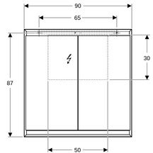 Armoire de toilette Geberit ONE avec ComfortLight et deux portes, montage en apparent, hauteur 90 cm: blanc / aluminium thermopoudré