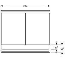 Armoire de toilette Geberit ONE, avec niche et ComfortLight, 2 portes, montage encastré, 105x90cm, Aluminium anodisé