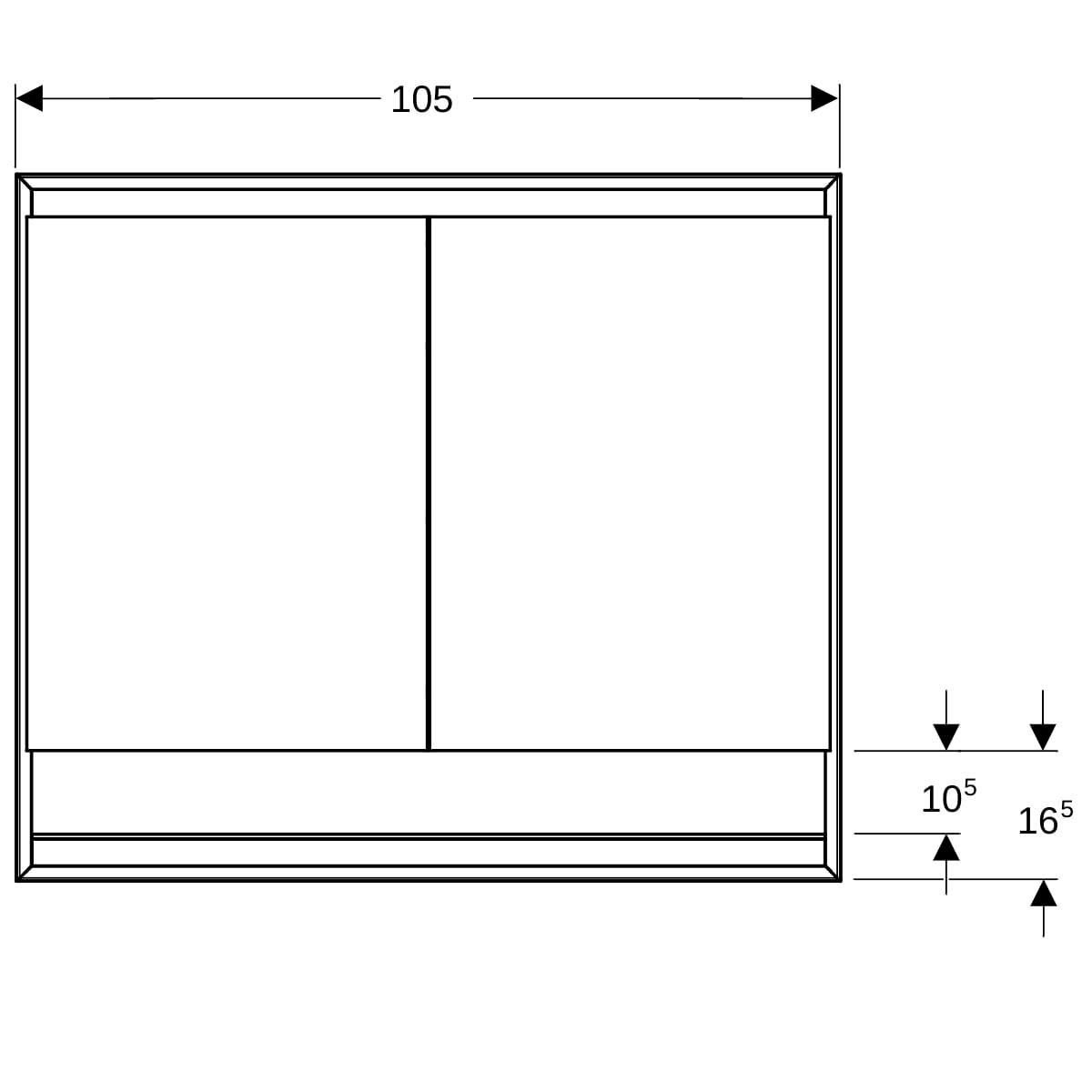 Armoire de toilette Geberit ONE, avec niche et ComfortLight, 2 portes, montage encastré, 105x90cm, Aluminium anodisé